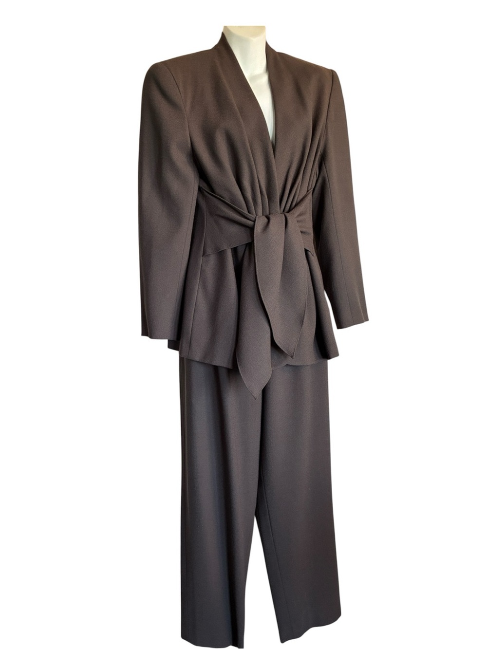 Bicci Florine Wachter pantsuit Women's 10, Brown wool. Belt, pockets. euc vtg